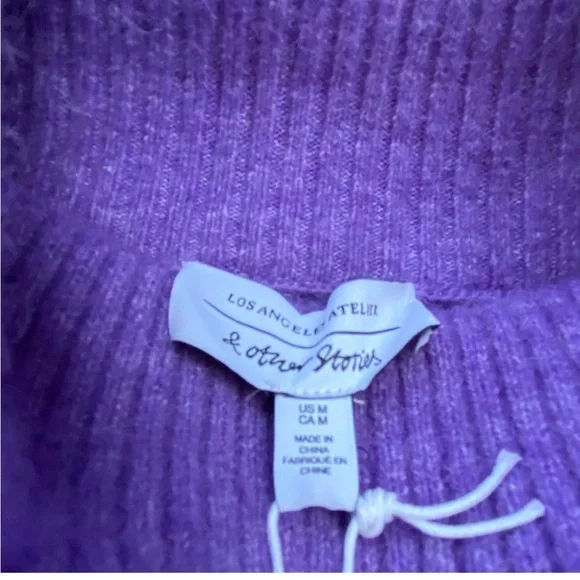 & Other Stories Oversized Turtleneck Knit Sweater Ribbed Alpaca Blend Purple - Picture 6 of 9